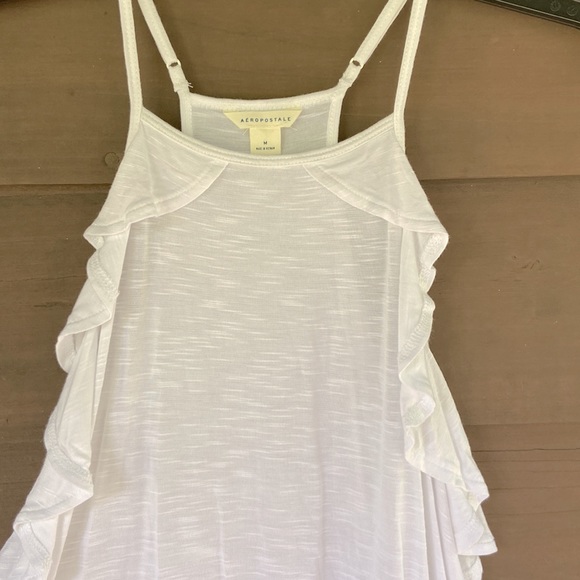 Aeropostale- Womens white razor-back - side ruffle top - size M - Picture 2 of 5